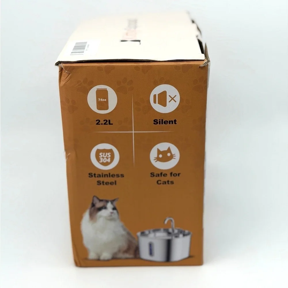 KittySpout 2.2L Cat Water Fountain Stainless Steel with 4 Filters EUC